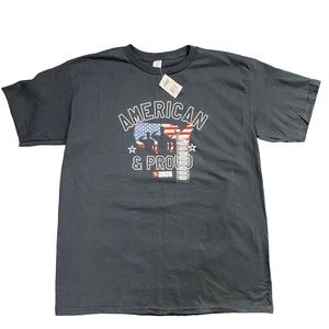 Tractor Supply Company Kids Boys Shirt Black Red Sz XL Cotton Flag Patriotic NEW